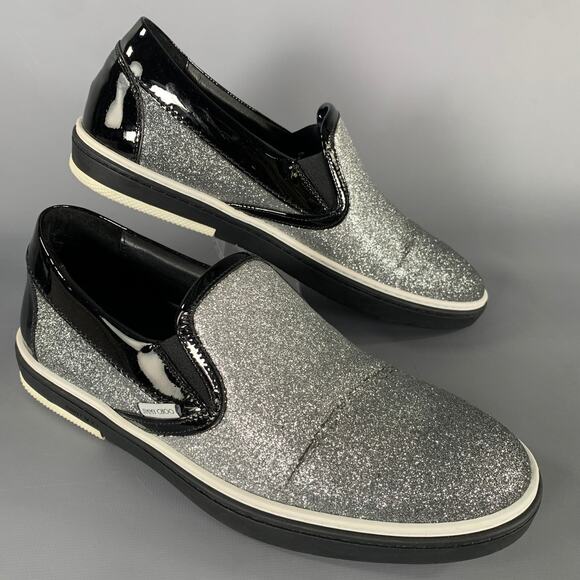 Jimmy Choo Other - JIMMY CHOO Size 7 Silver Metallic Leather Slide Sneakers